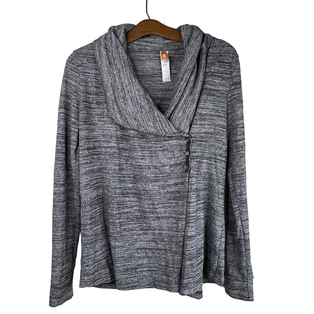 Lucy Cardigan Size Small Cowl Neck Wrap Heather Gray Long Sleeve Polyester Blend